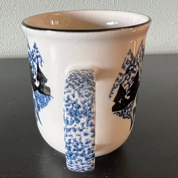 Vintage FOLKCRAFT Howling Wolf Spongeware Mug By Tienshan - Picture 3 of 7